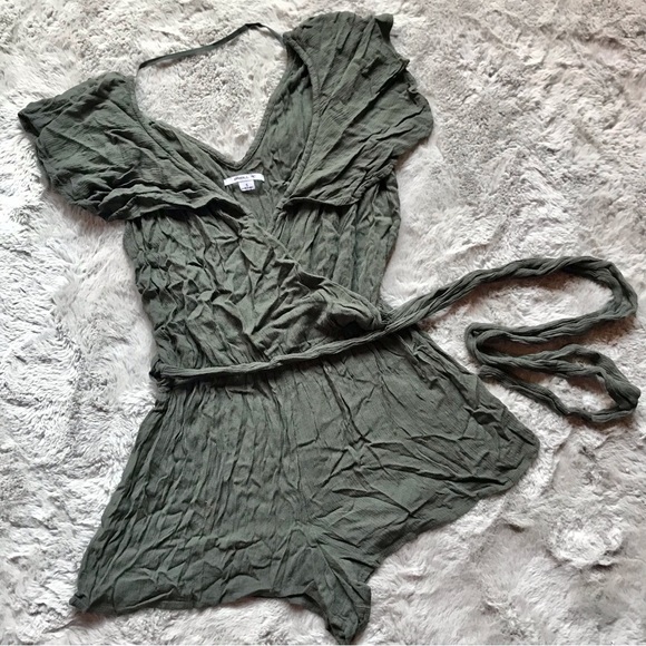 O’Neill boho Dash Romper green, flutter cap sleeves, tie, lightweight flowy - Picture 2 of 5